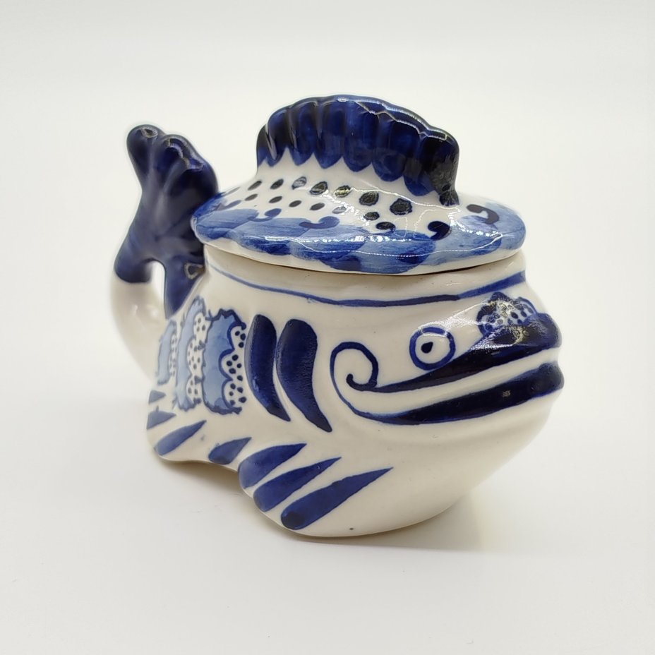 Икорница миниатюрная "Рыба-кит", Гжель