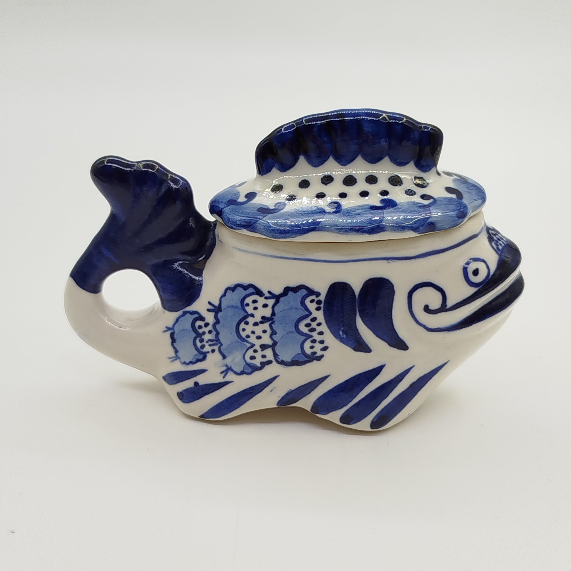 Икорница миниатюрная "Рыба-кит", Гжель