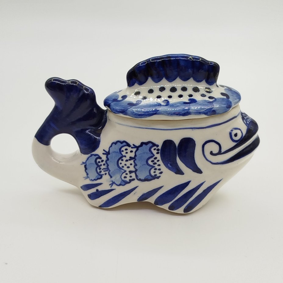 Икорница миниатюрная "Рыба-кит", Гжель