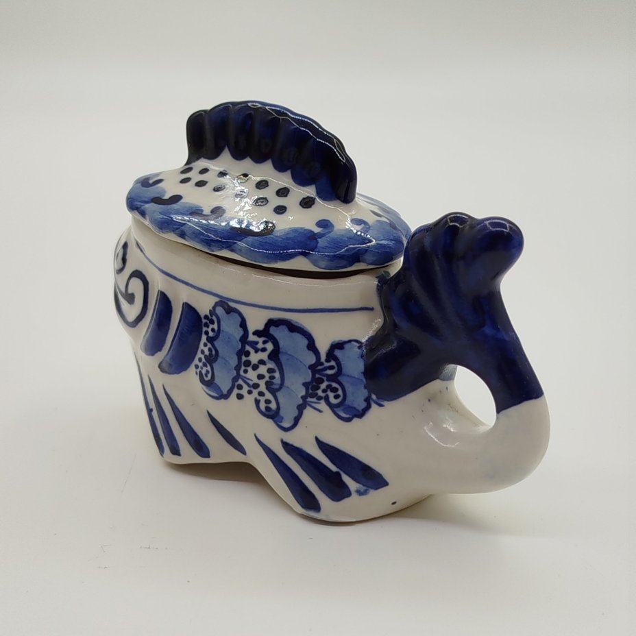 Икорница миниатюрная "Рыба-кит", Гжель