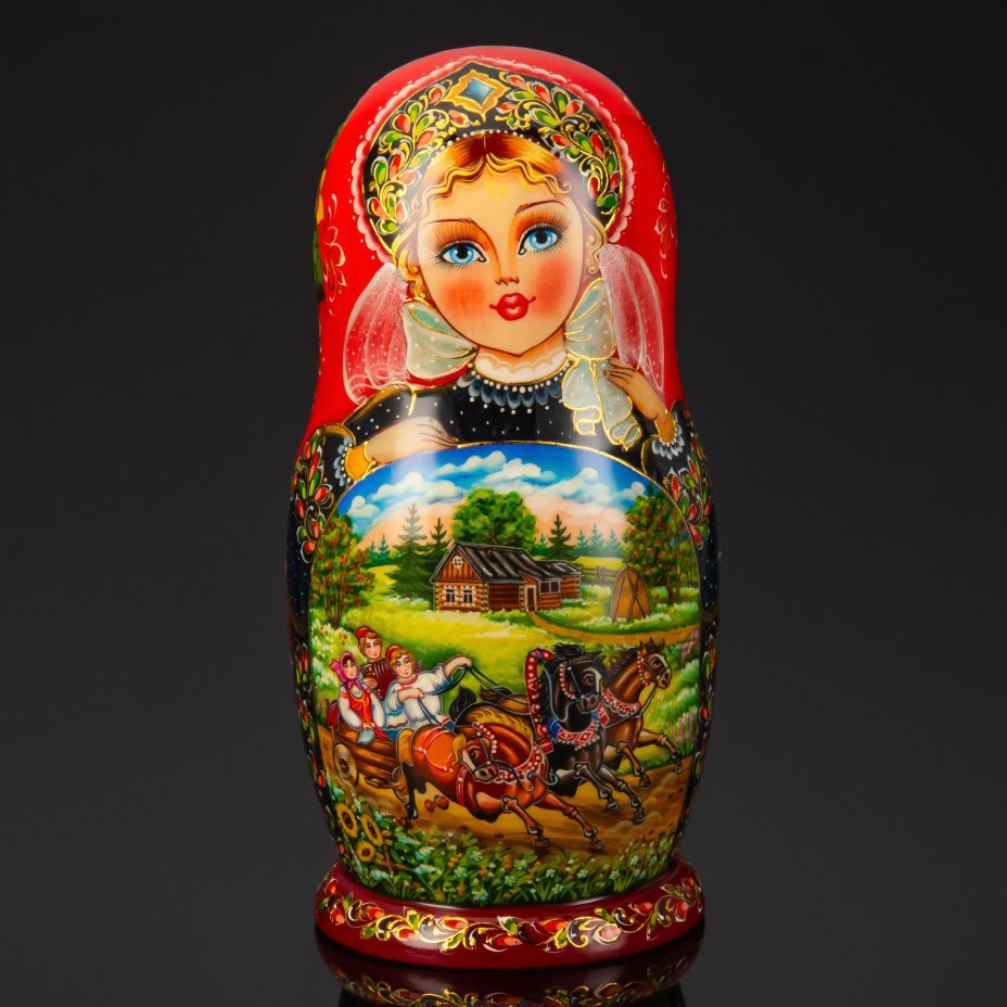 Матрешка "Летняя тройка" (7 мест), автор росписи С.А. Лонченкова