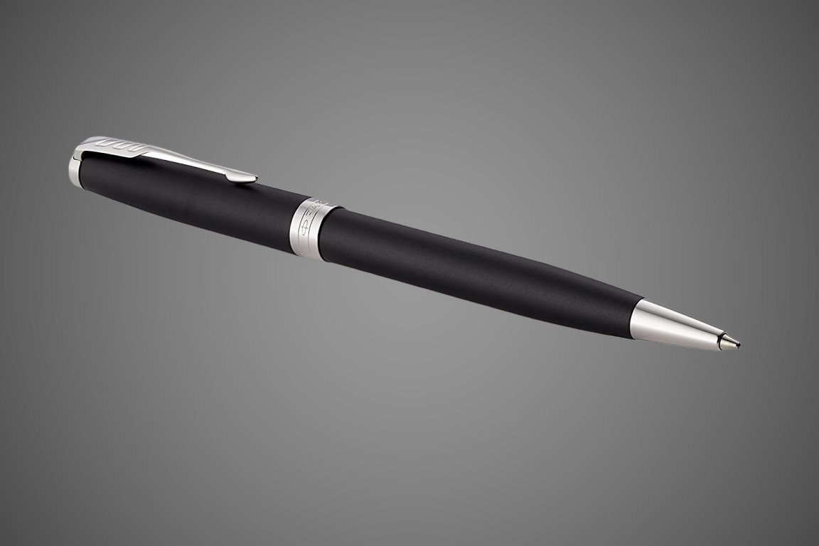 Шариковая ручка Parker Sonnet , Matte Black CT, стержень: M, цвет чернил: black , в подарочной упаковке, Лаки и смолы: лак, латунь, нержавеющая сталь, палладий, позолота
