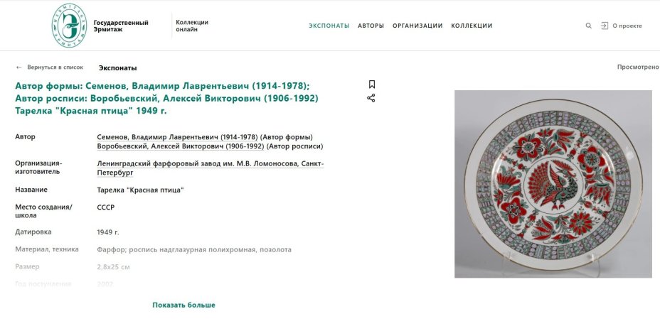 Тарелка настенная "Красная птица", художник А.В. Воробьевский, Ленинградский фарфоровый завод (ЛФЗ)