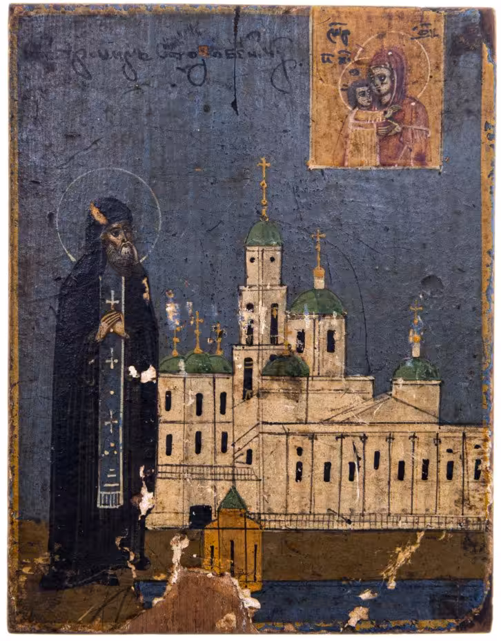 Икона "Святой Нил Столобенский", дерево, темпера, Российская Империя, 1890-1910 гг.