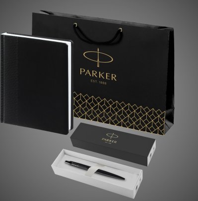 Подарочный набор: Шариковая ручка Parker Jotter XL SE20 Monochrome в подарочной упаковке, цвет: Black, стержень: Mblue и Ежедневник недатирован, Металлы: металл, нержавеющая сталь