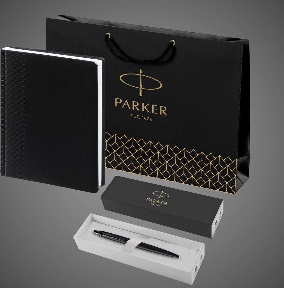 Подарочный набор: Шариковая ручка Parker Jotter XL SE20 Monochrome в подарочной упаковке, цвет: Black, стержень: Mblue и Ежедневник недатирован, Металлы: металл, нержавеющая сталь