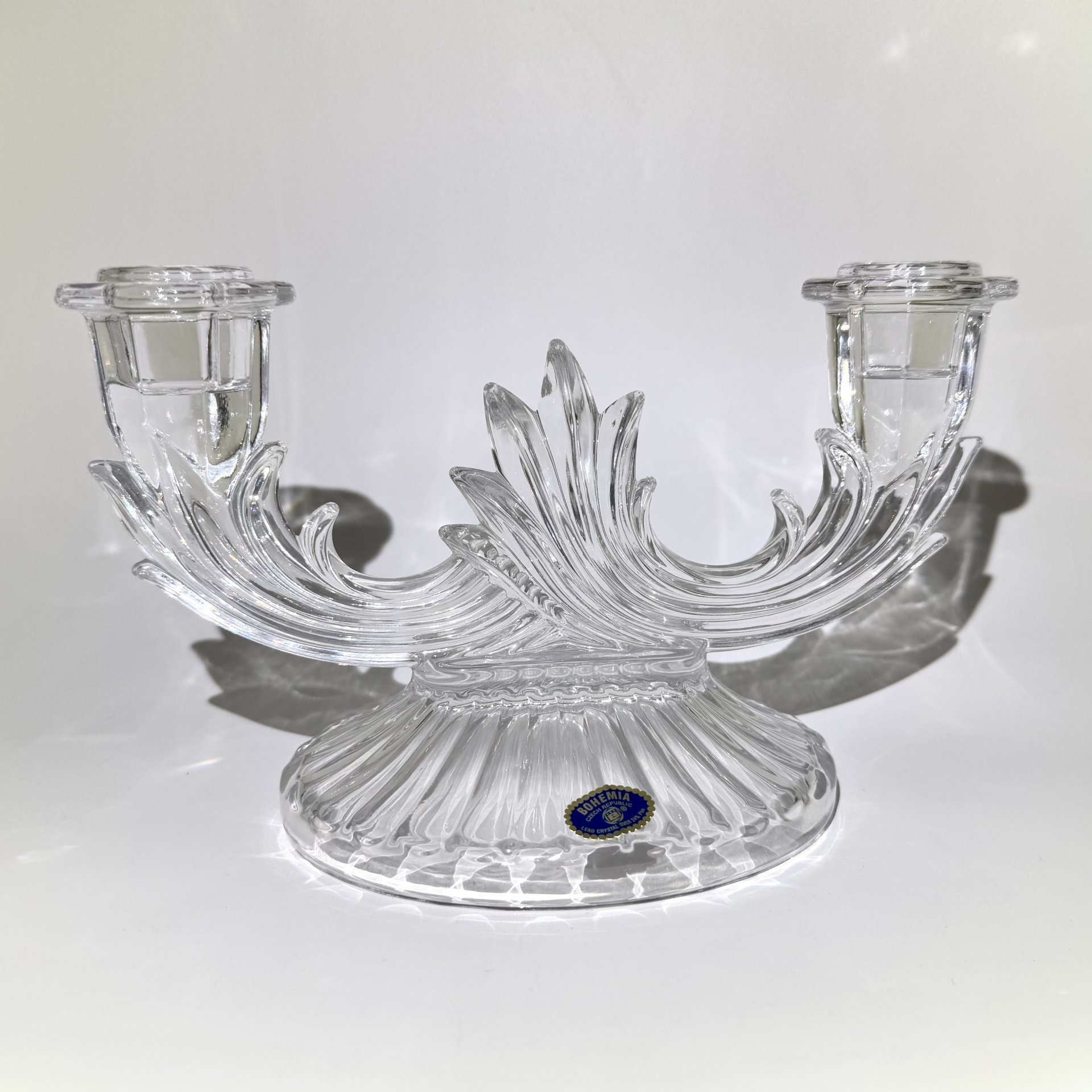 Подсвечник 2-х рожковый (дикирий), стекло, Bohemia Crystalite, Чехия, 1990-2010 гг., Bohemia Crystalite