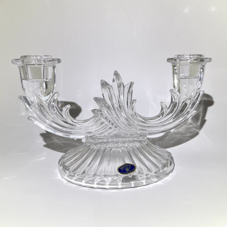 Подсвечник 2-х рожковый (дикирий), стекло, Bohemia Crystalite, Чехия, 1990-2010 гг., Bohemia Crystalite