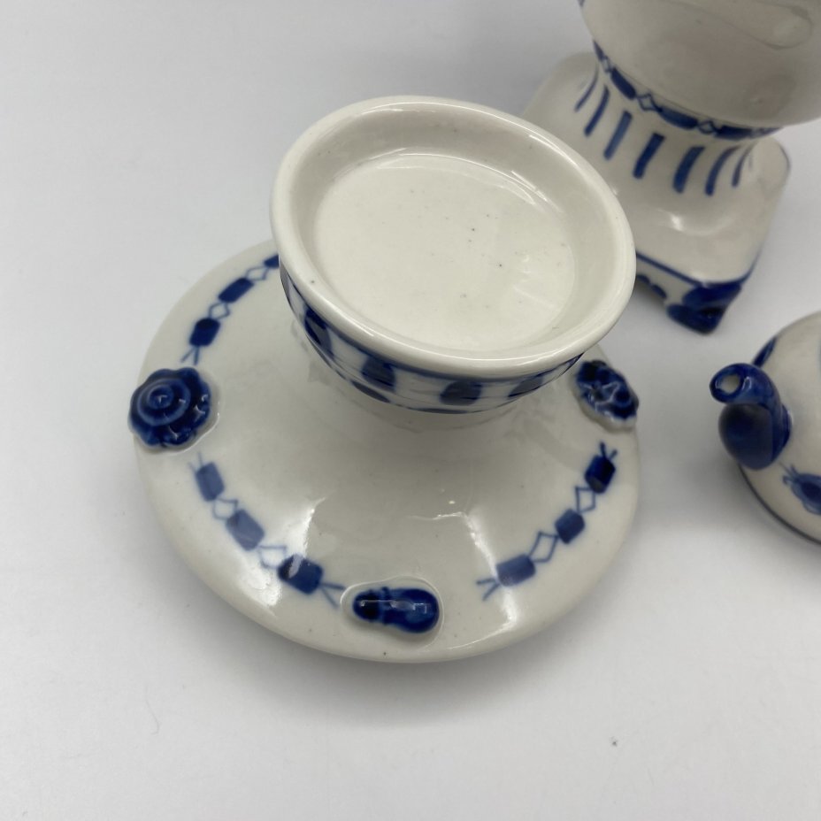 Статуэтка "Самовар с заварочным чайником", фарфор, роспись, Объединение «Гжель», СССР, 1972-1985 гг.