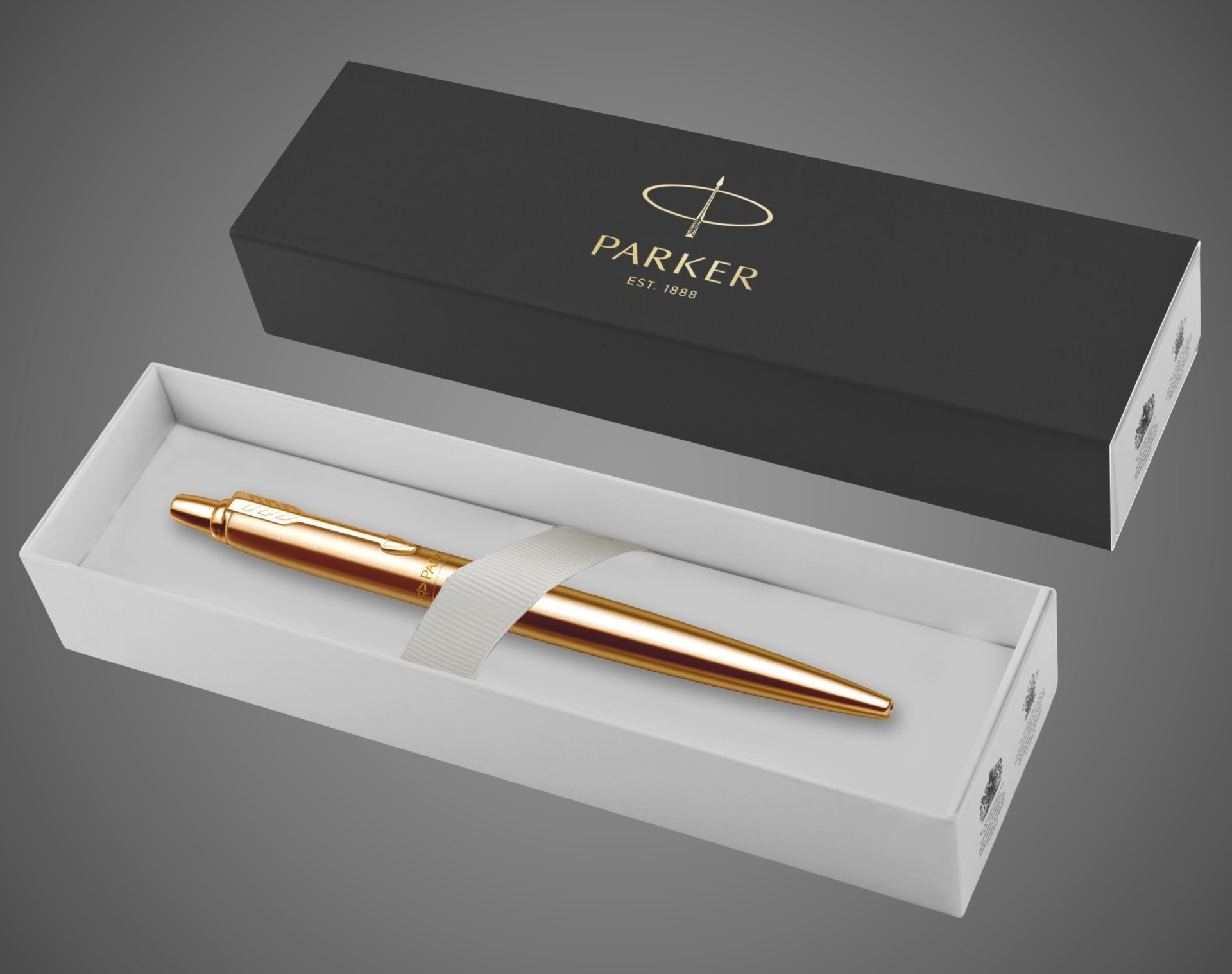 Шариковая ручка Parker Jotter 70th Anniversary Gold GT, стержень: F, цвет чернил: blue в подарочной упаковке., Лаки и смолы: лак, нержавеющая сталь