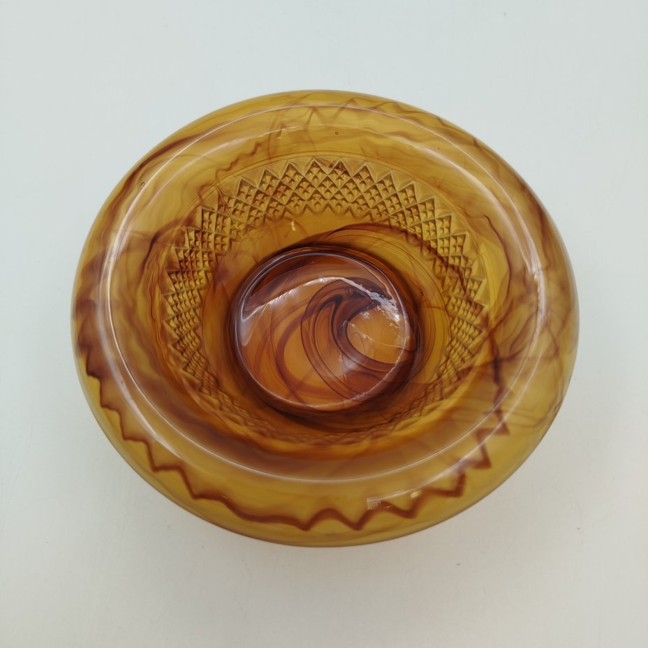 Розетка "Amber Cloud", компания "George Davidson & Co", стекло, матовое, пресс, Великобритания, 1920-1930 гг.