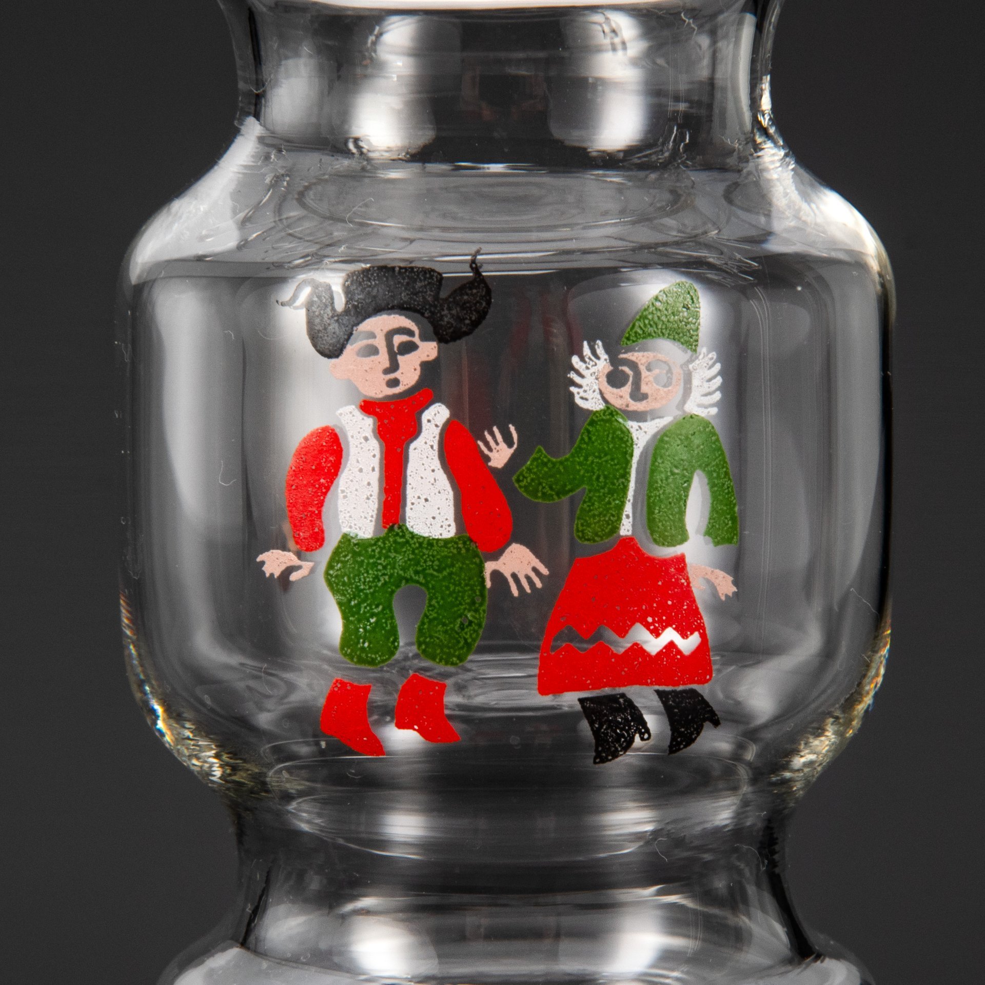 Подсвечник "Конь", автор Маршумова Ирина Михайловна, Калининский стекольный завод (?), стекло, выдувание на горелке, роспись золотом, деколь, СССР, 1970-1980 гг.