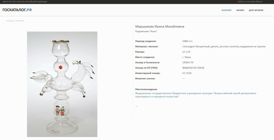 Подсвечник "Конь", автор Маршумова Ирина Михайловна, Калининский стекольный завод (?)