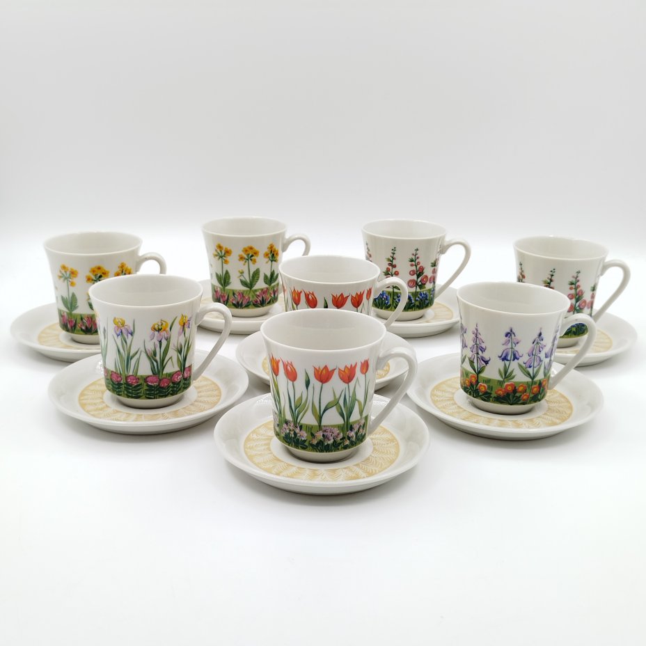 Набор кофейных пар с цветочным декором на 8 персон из серии "Floralies", Villeroy & Boch