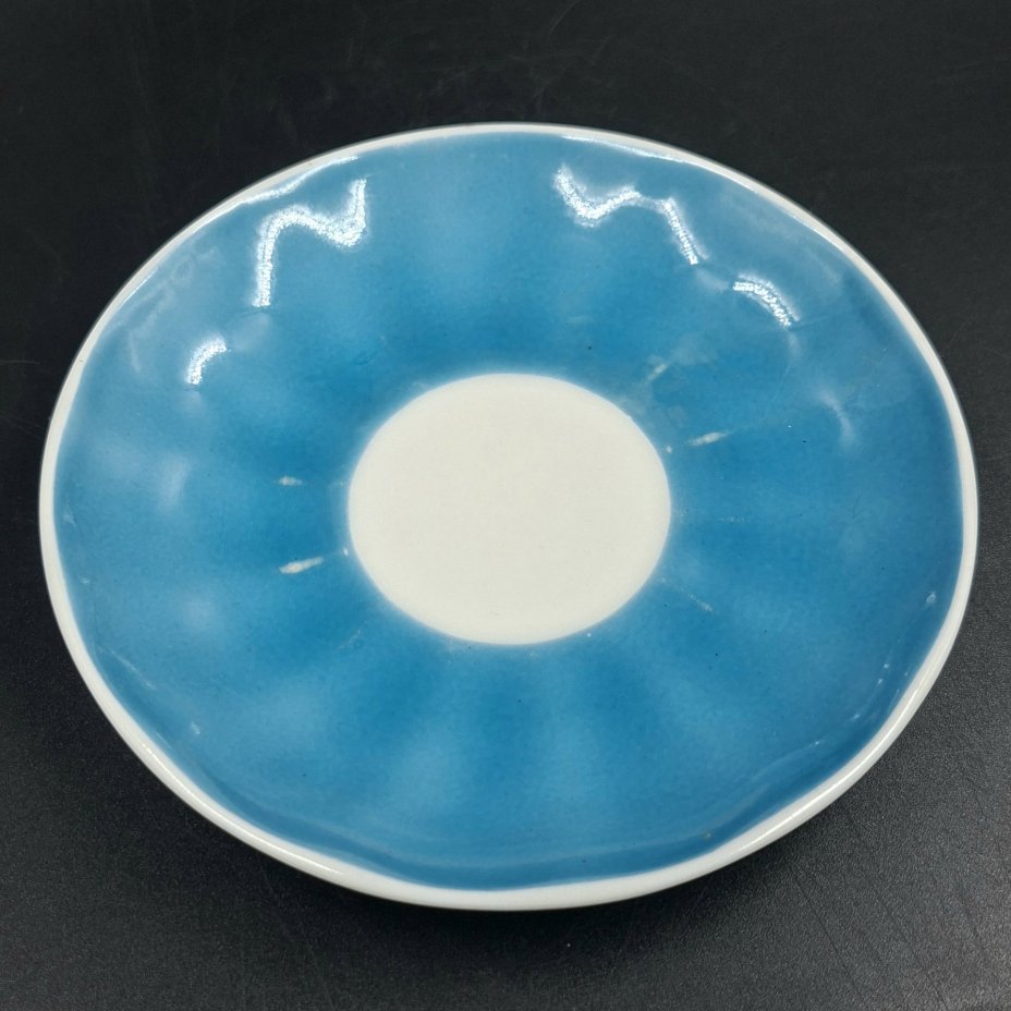 Пара кофейная "Голубой орнамент", фарфор, крытье, деколь, Ленинградский фарфоровый завод (ЛФЗ), СССР, 1960-1970 гг.