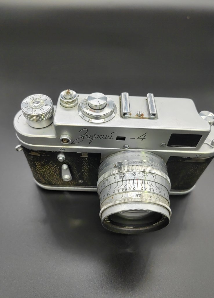 Фотоаппарат "Зоркий-4" с объективом "Юпитер-8" № 6214005 в оригинальной коробке с документами, металл, стекло, картон, Красногорский механический завод (КМЗ), СССР, 1962 г.