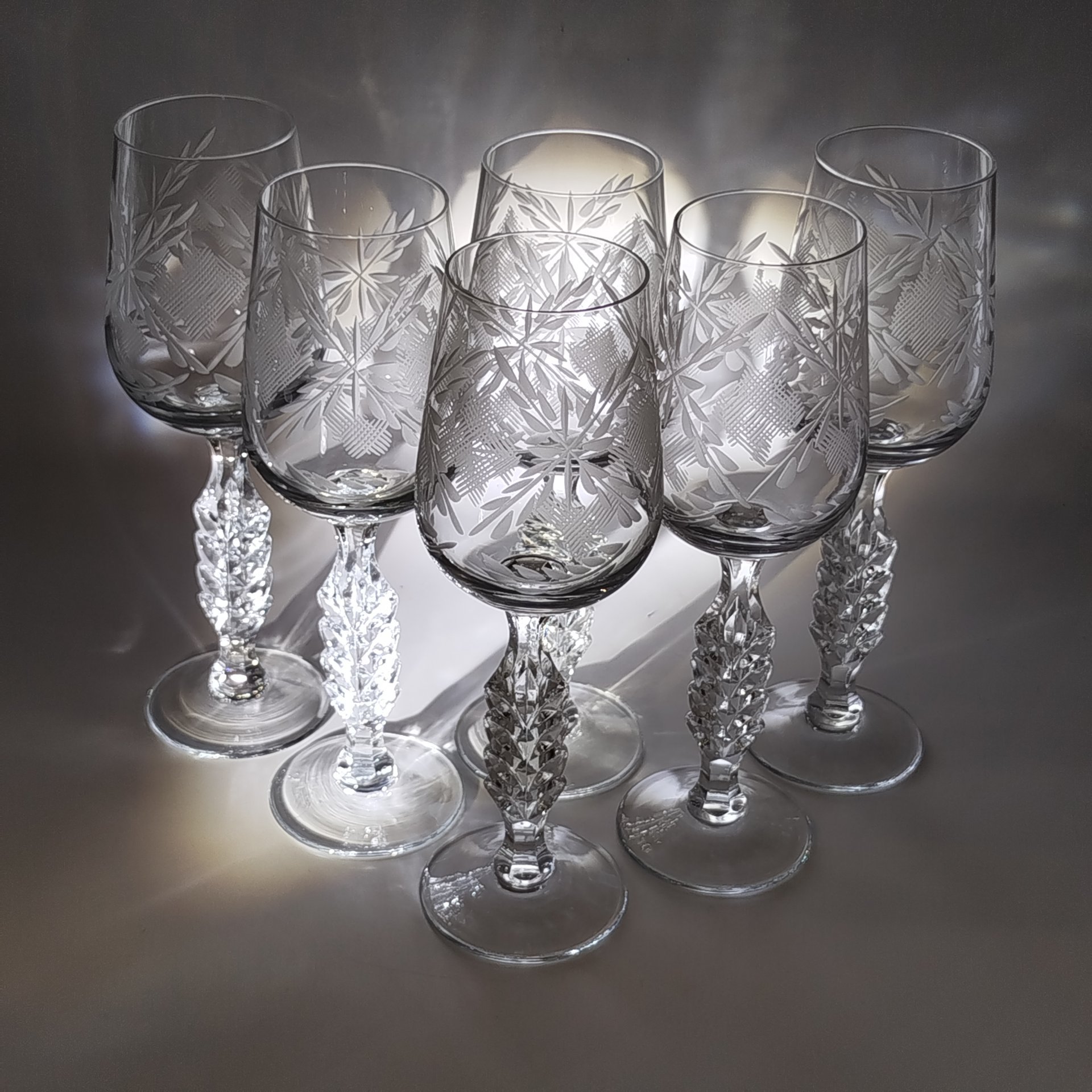 Набор бокалов (фужеров) с растительным декором на 6 персон, Krisso