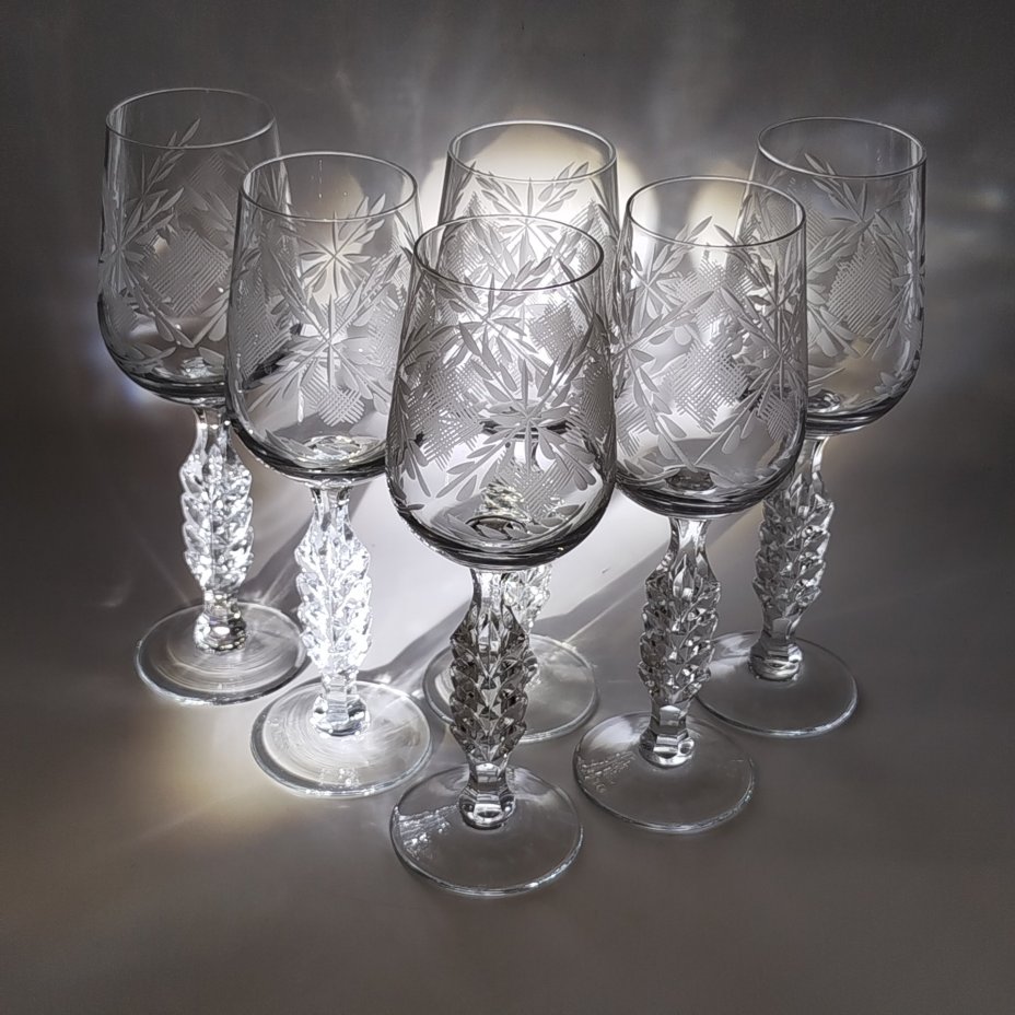 Набор бокалов (фужеров) с растительным декором на 6 персон, Krisso