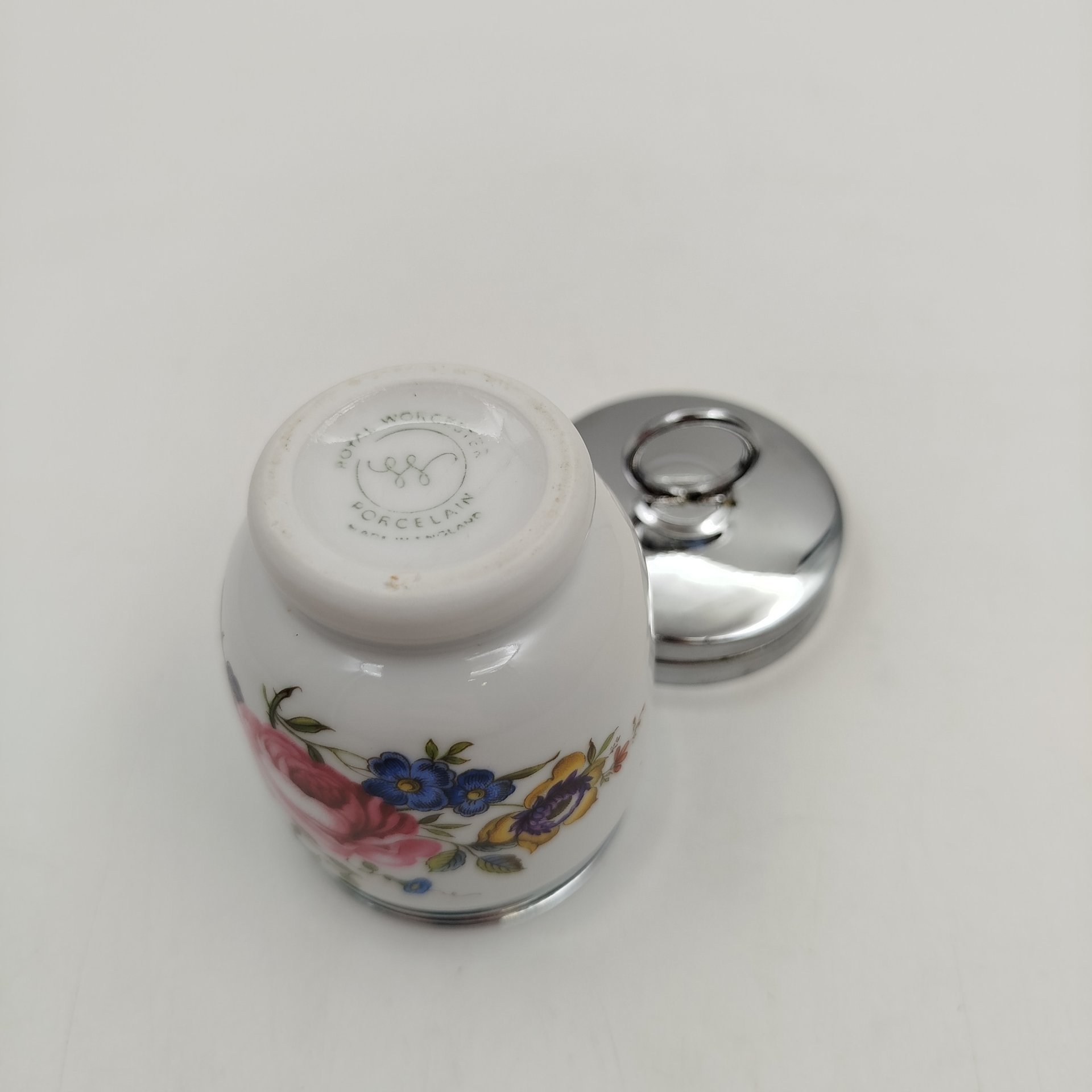 Кодлер с цветочным декором, фарфор, деколь, металл, Royal Worcester, Royal Worcester