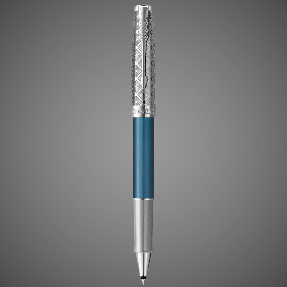 Ручка-роллер Parker Sonnet Premium Refresh BLUE CT, стержень: F, цвет чернил: black, в подарочной упаковке, Лаки и смолы: лак, латунь, палладиевое покрытие, хром