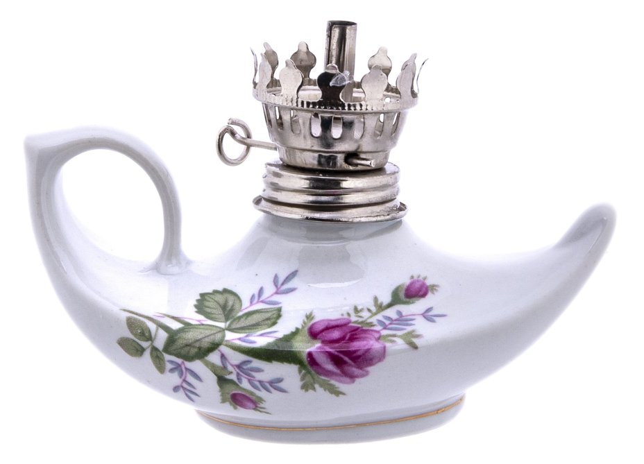 Лампа керосиновая, стекло, фарфор, деколь ГДР, 1970-1990 гг.