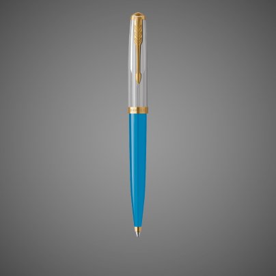 Шариковая ручка Parker 51 Premium Turquoise GT стержень: M, цвет чернил: black, в подарочной упаковке., Металлы: нержавеющая сталь, позолота, смола