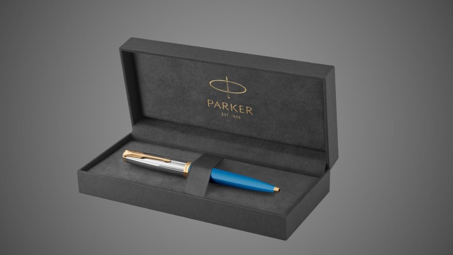 Шариковая ручка Parker 51 Premium Turquoise GT стержень: M, цвет чернил: black, в подарочной упаковке., Металлы: нержавеющая сталь, позолота, смола