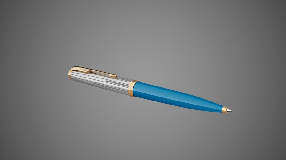 Шариковая ручка Parker 51 Premium Turquoise GT стержень: M, цвет чернил: black, в подарочной упаковке., Металлы: нержавеющая сталь, позолота, смола