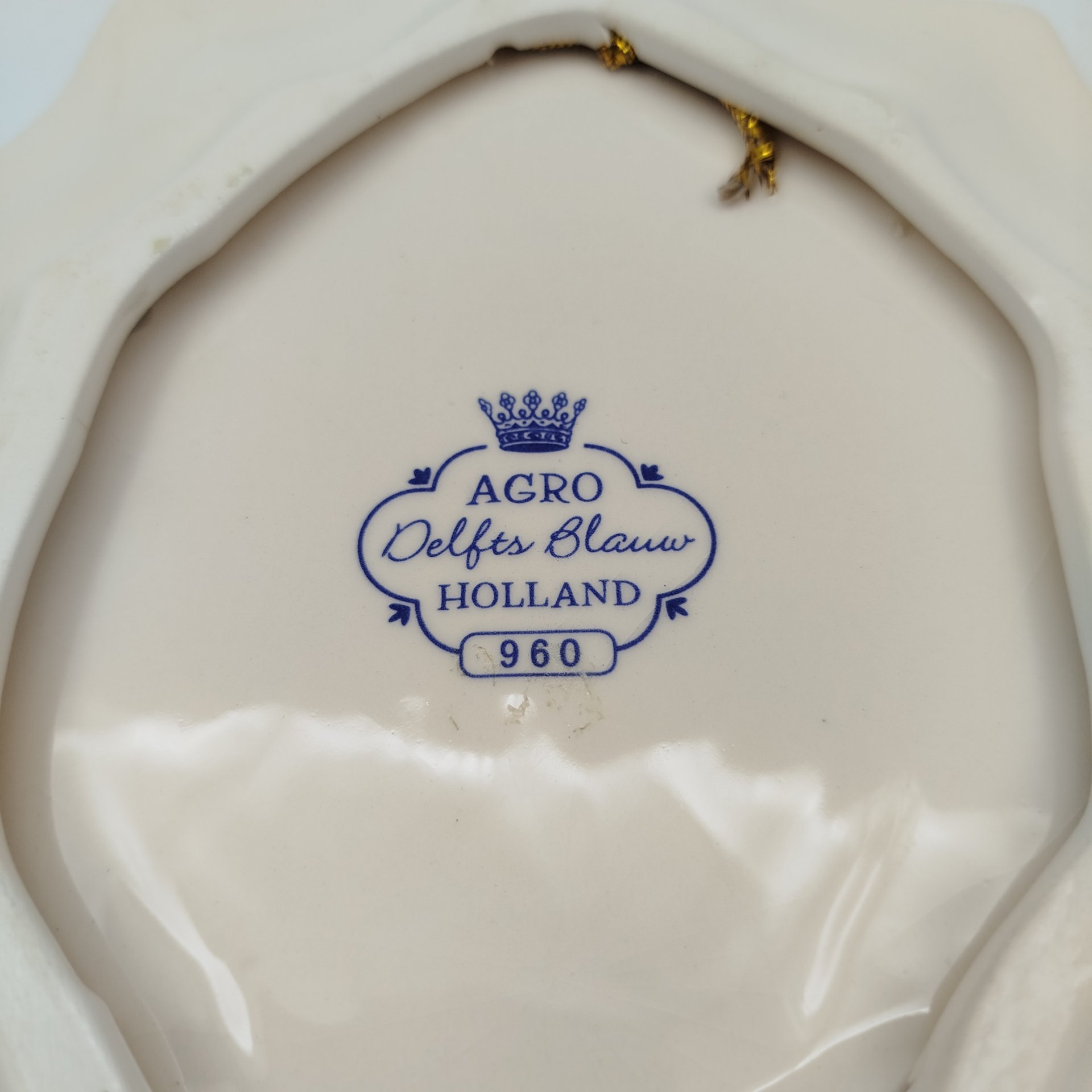 Панно декоративное "Holland" с изображением пейзажа и мельницы, "Agro Delft Blauw", фарфор, печать, Нидерланды, 1980-2000 гг.