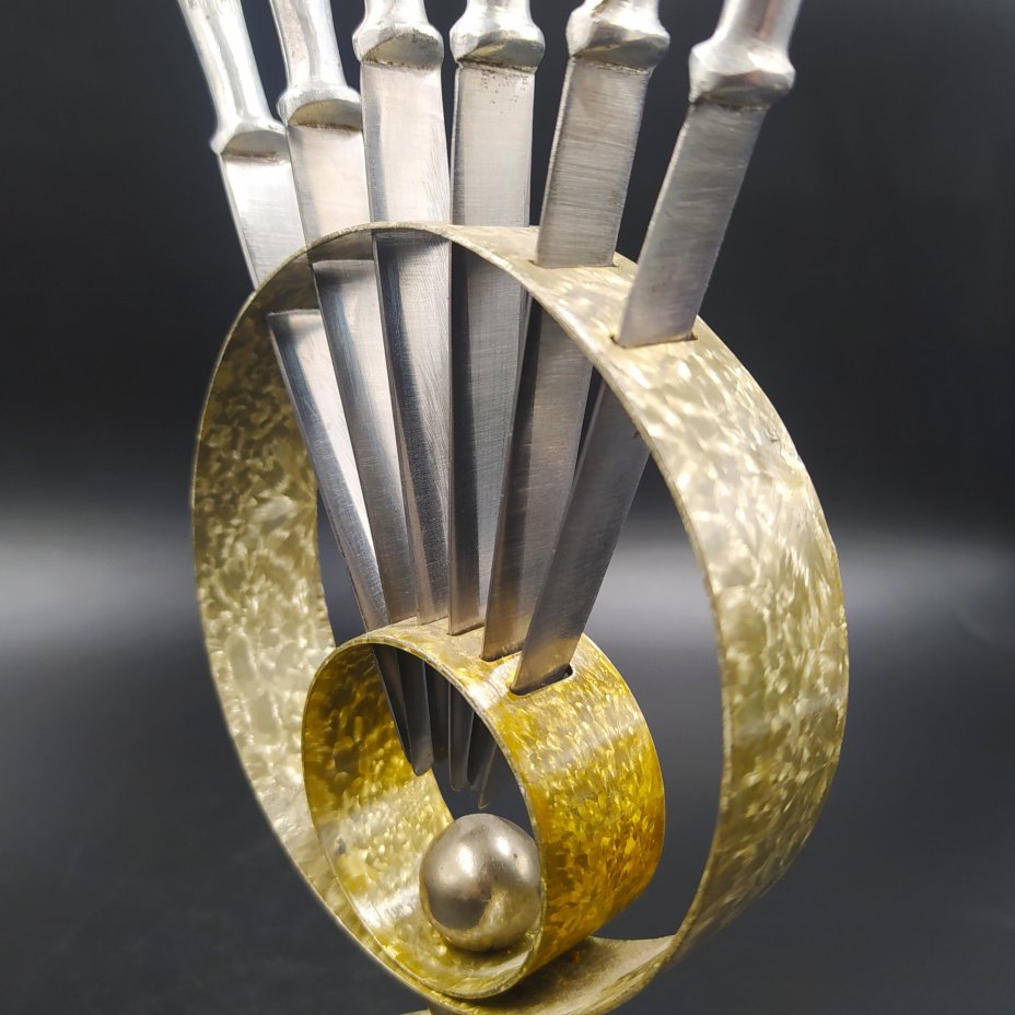 Набор десертных ножей на 6 персон, с подставкой, сталь, СССР, 1970-1990 гг.
