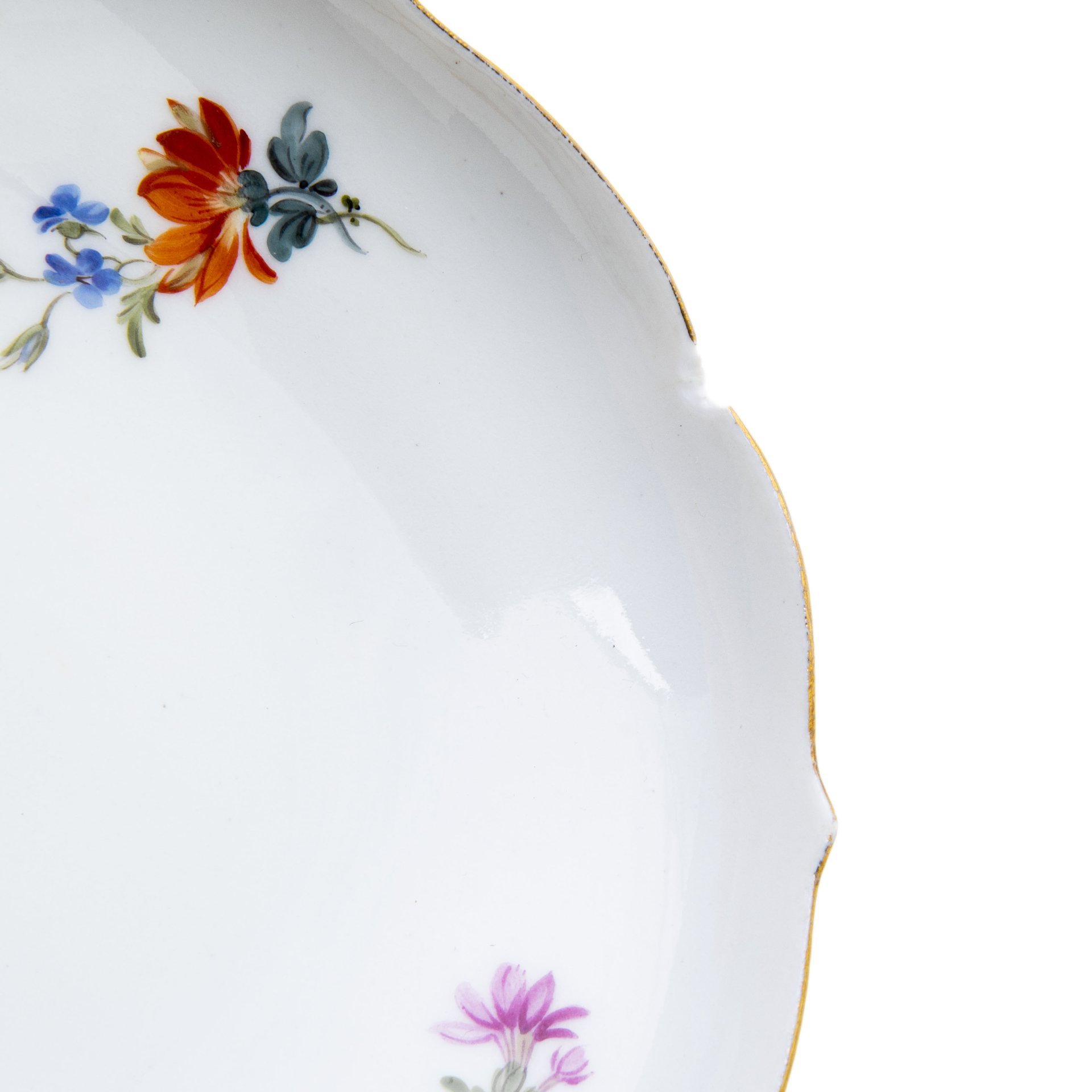 Пара чайная с цветочным декором, фарфор, роспись, золочение, "Meissen porcelain manufactory" (Мейсен), Германия, 1948 г., Meissen (Мейсенский фарфор)