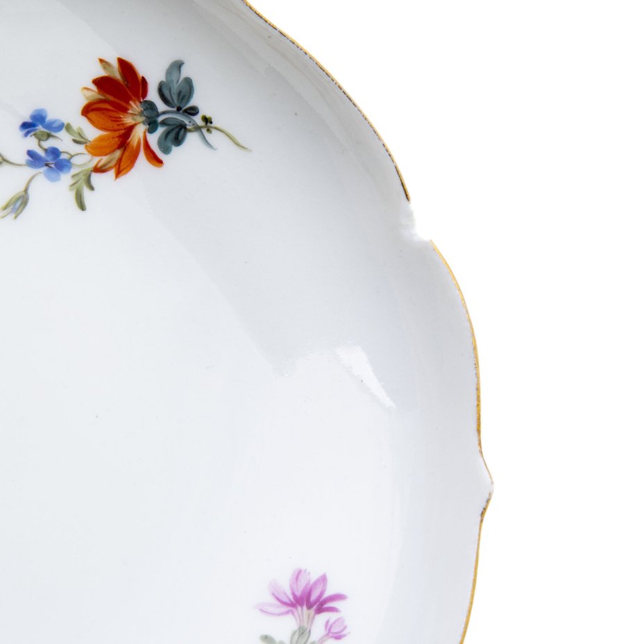Пара чайная с цветочным декором, фарфор, роспись, золочение, "Meissen porcelain manufactory" (Мейсен), Германия, 1948 г., Meissen (Мейсенский фарфор)