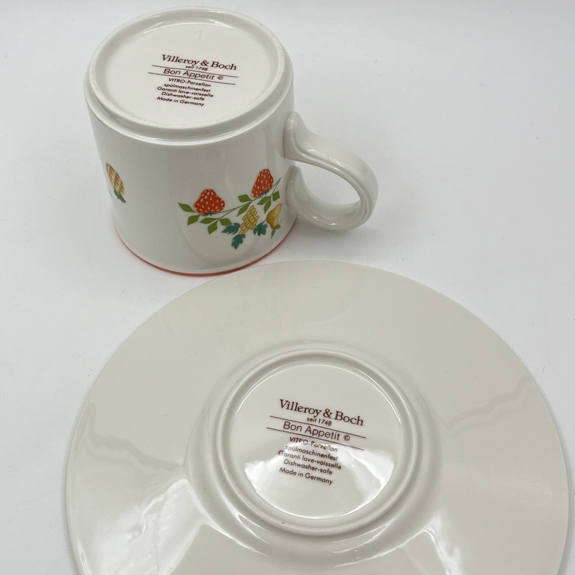 Чайная пара (кружка с блюдцем),  коллекция Bon Appetit, фарфор, vitro, Villeroy & Boch, Германия, 1983-1989 гг.