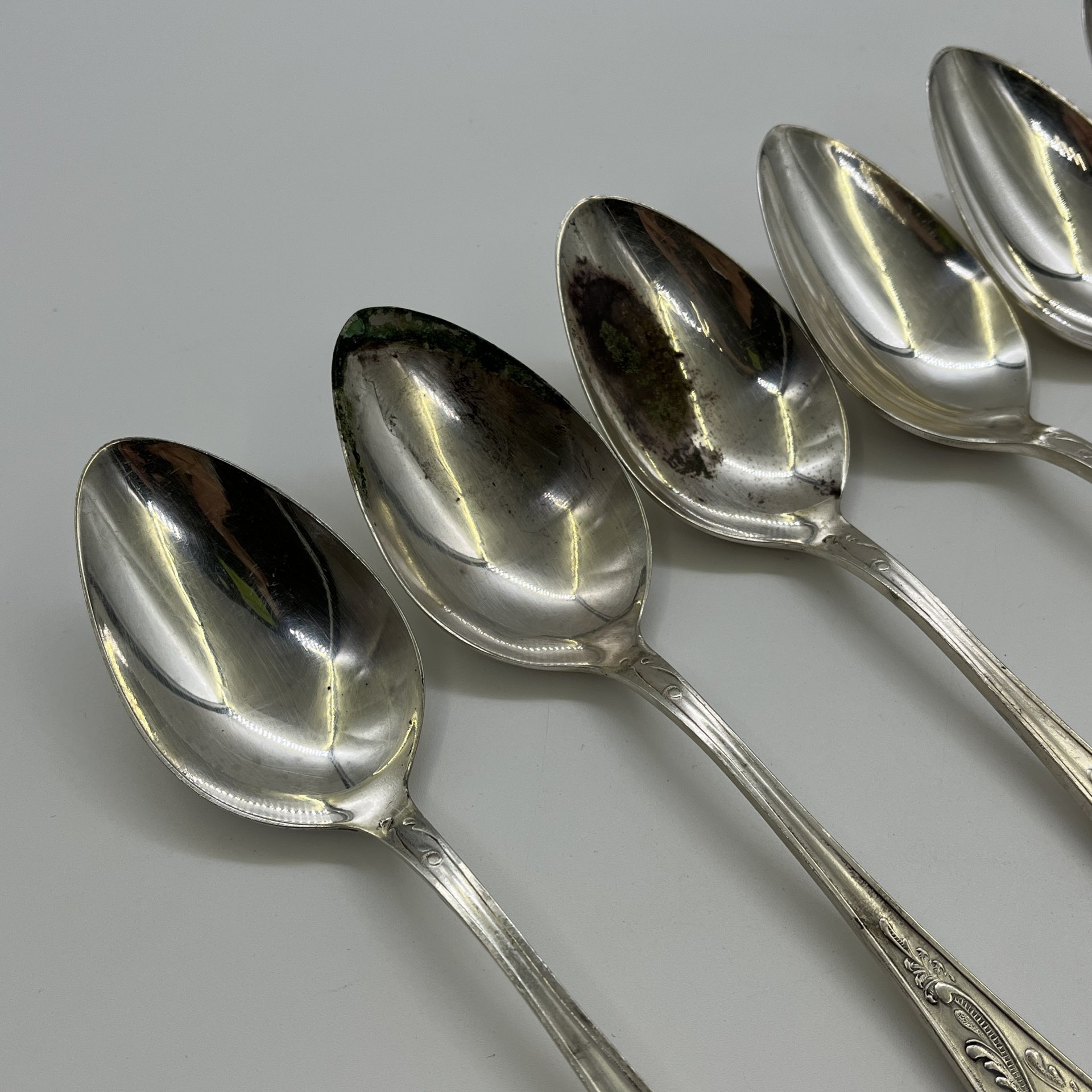 Набор столовых ложек "Пламя" на 6 персон, мНЦ (медь-никель-цинк), Кольчугинский завод цветных металлов, СССР, 1960-1990 гг.