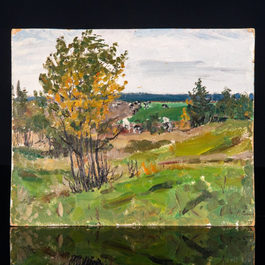 Картина "К осени", художник Репин Николай Никитович (1932-2023 гг.), картон, масло, СССР, 1976 г.