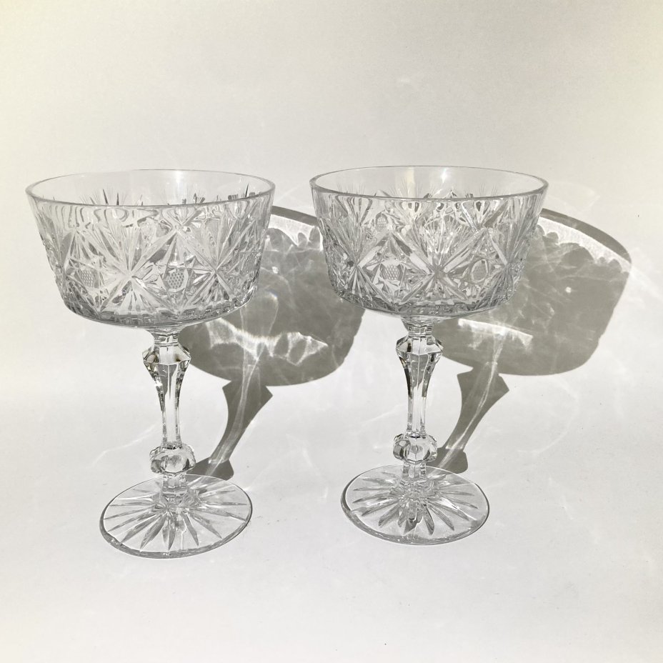 Набор из 2-х креманок (конфетниц), хрусталь, алмазная грань, СССР, 1970-1990 гг.