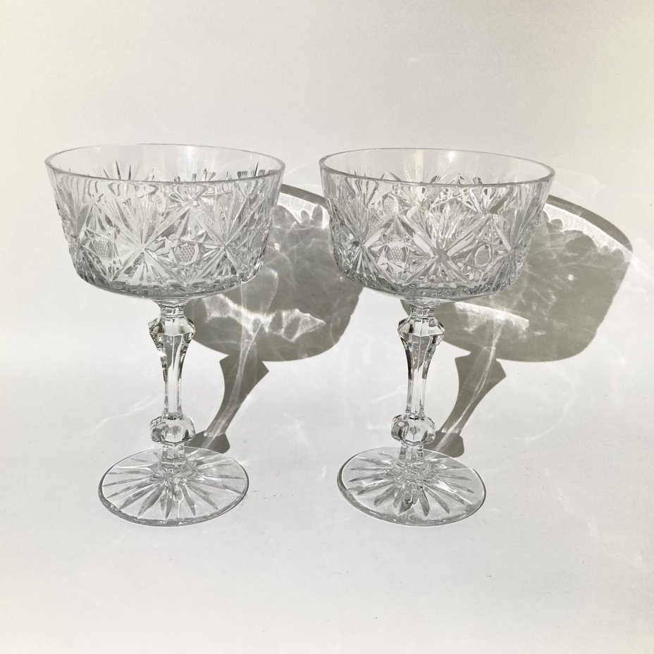 Набор из 2-х креманок (конфетниц), хрусталь, алмазная грань, СССР, 1970-1990 гг.