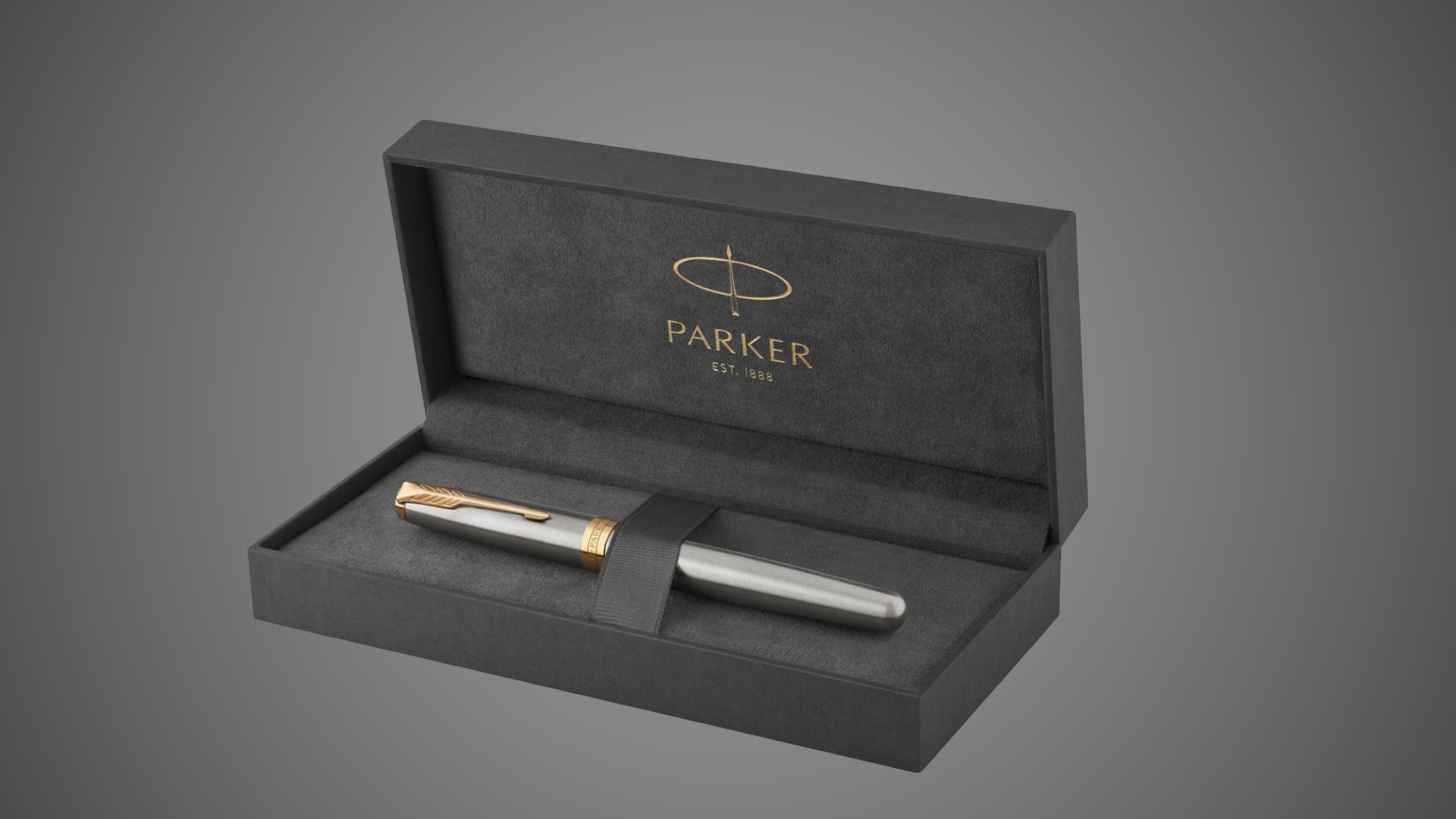 Перьевая ручка Parker Sonnet , Stainless Steel GT, перо: F или М, цвет чернил: black, в подарочной упаковке, Металлы: латунь, нержавеющая сталь, позолота, позолота
