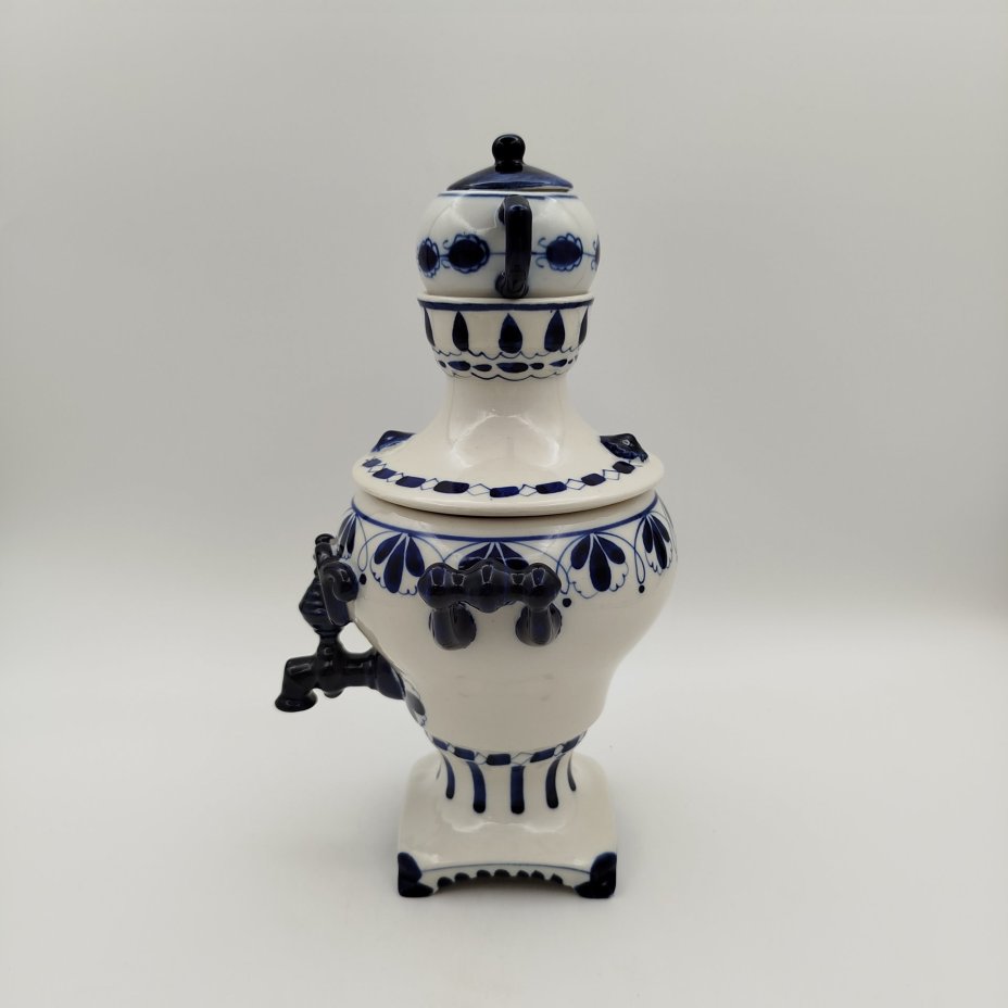 Декоративный самовар с миниатюрным чайником, Объединение «Гжель»