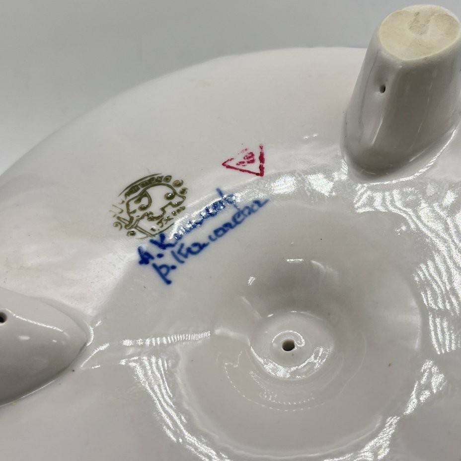 Менажница с расписным цветочным декором, Гжель, авт. Климов, Колочева