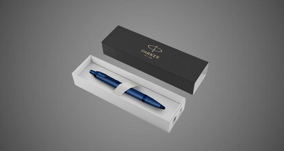 Шариковая ручка Parker IM Monochrome Blue, стержень:M, цвет чернил: blue, в подарочной упаковке., Лаки и смолы: лак, латунь