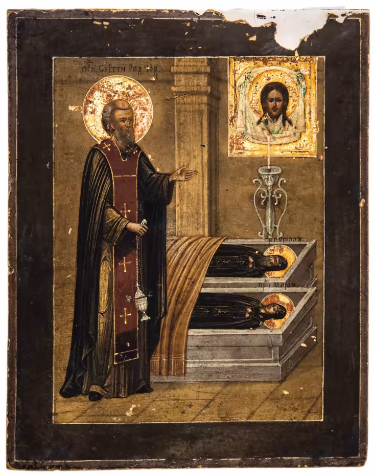 Икона "Преподобный Сергий Радонежский", дерево, темпера, Российская Империя, 1880-1900 гг.