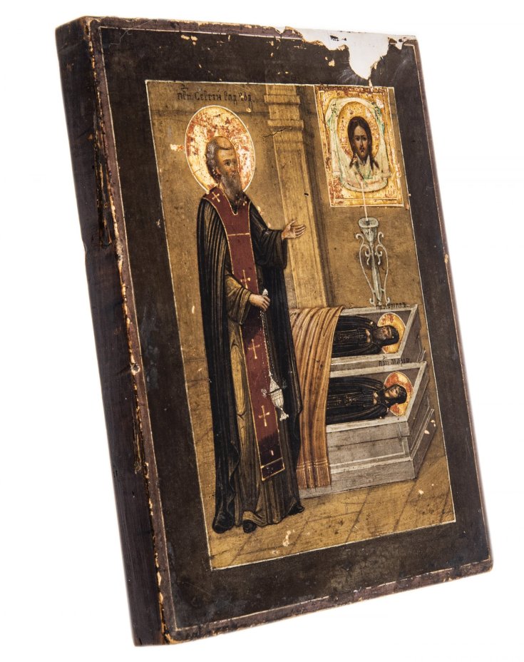Икона "Преподобный Сергий Радонежский", дерево, темпера, Российская Империя, 1880-1900 гг.