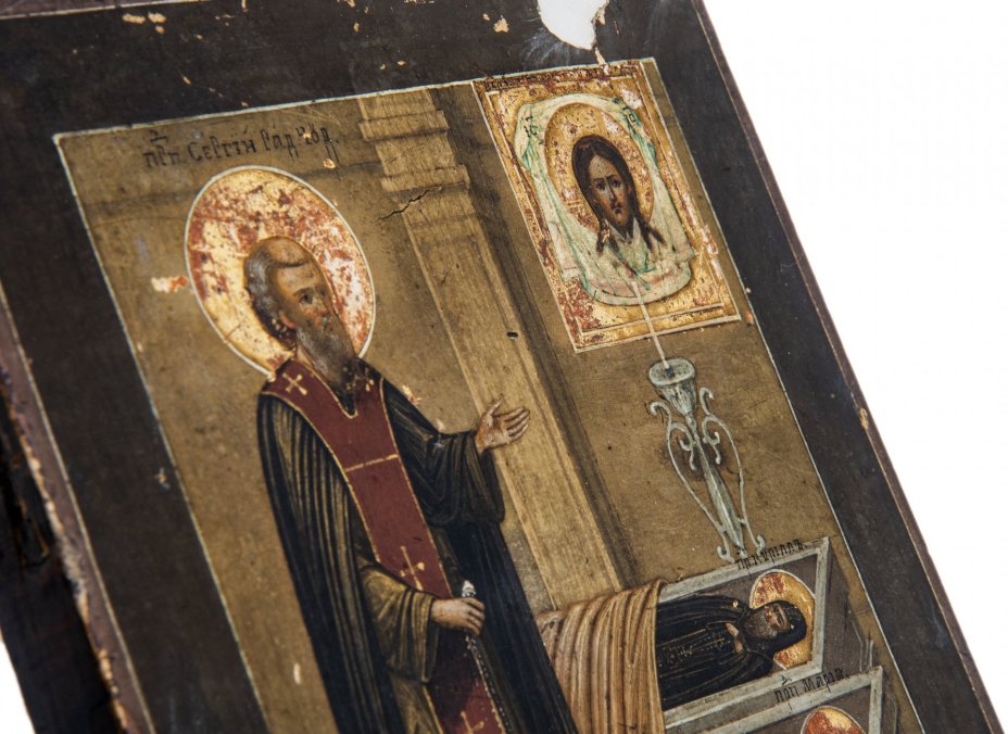 Икона "Преподобный Сергий Радонежский", дерево, темпера, Российская Империя, 1880-1900 гг.