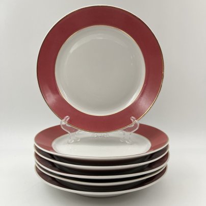 Набор десертных тарелок малинового оттенка на 6 персон