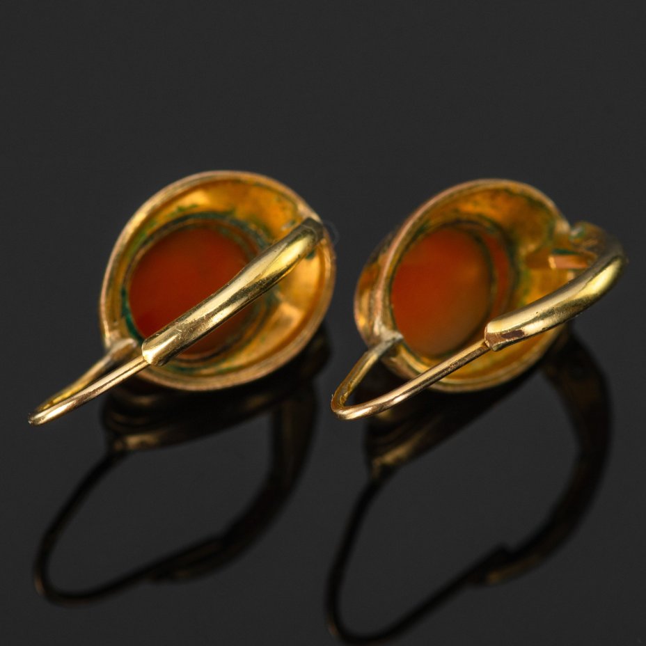 Серьги с камеей (женский профиль), латунь, вставка бежевого цвета, Европа, 1890-1920 гг.