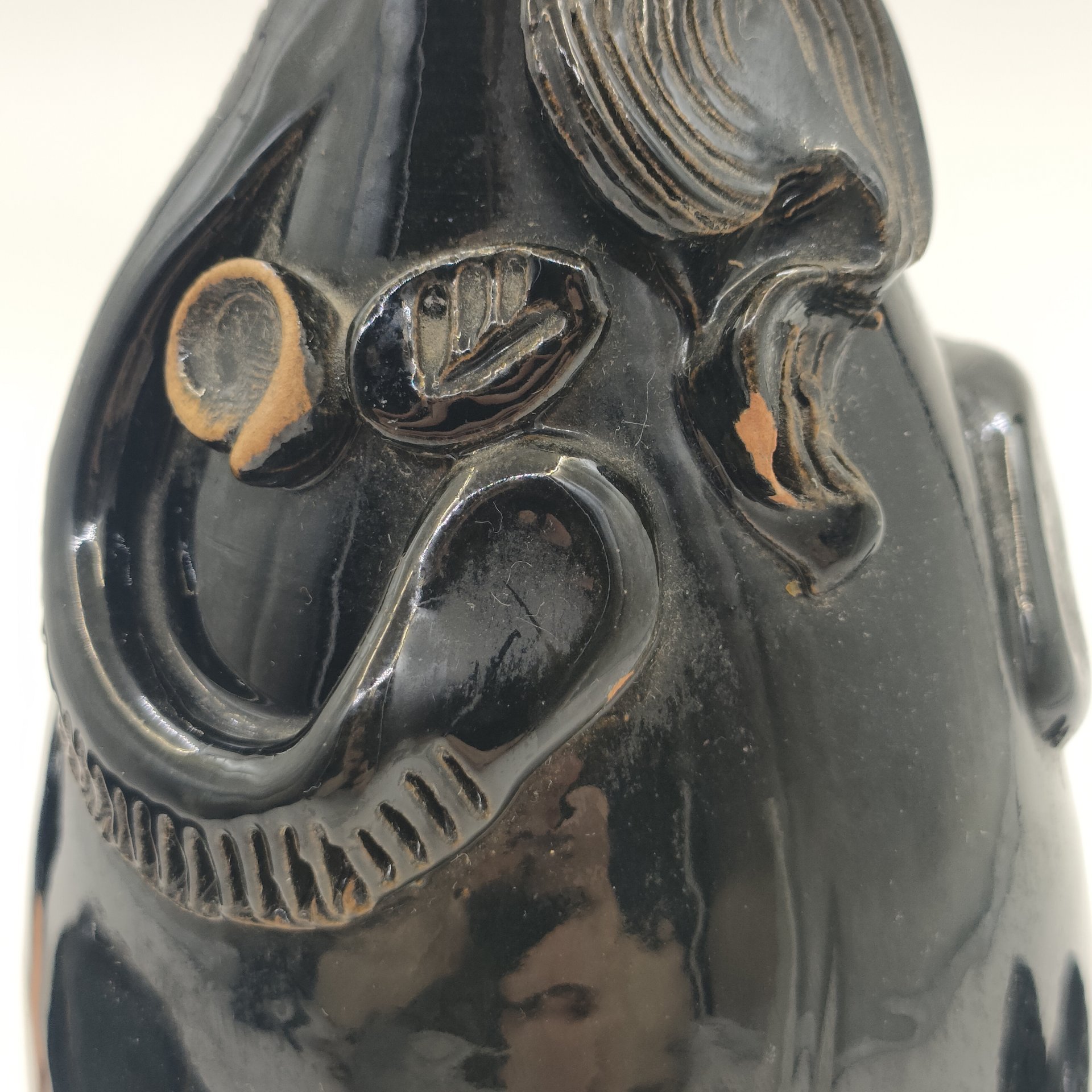 Набор для крепких напитков "Черт" (штоф, поднос и пара стопок), керамика, глазурь, СССР, 1970-1990 гг.