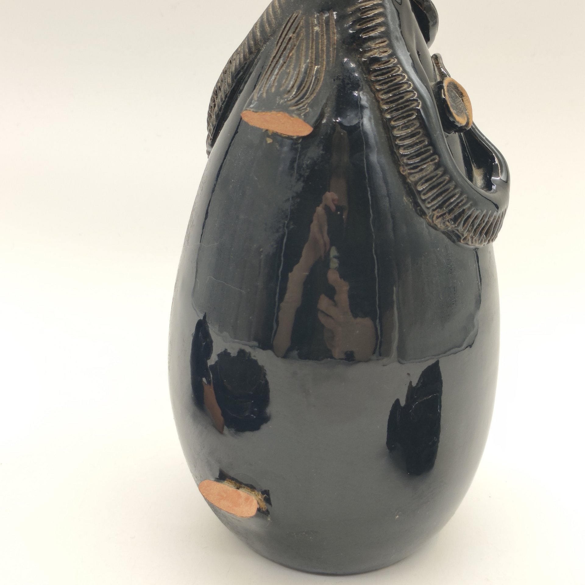 Набор для крепких напитков "Черт" (штоф, поднос и пара стопок), керамика, глазурь, СССР, 1970-1990 гг.