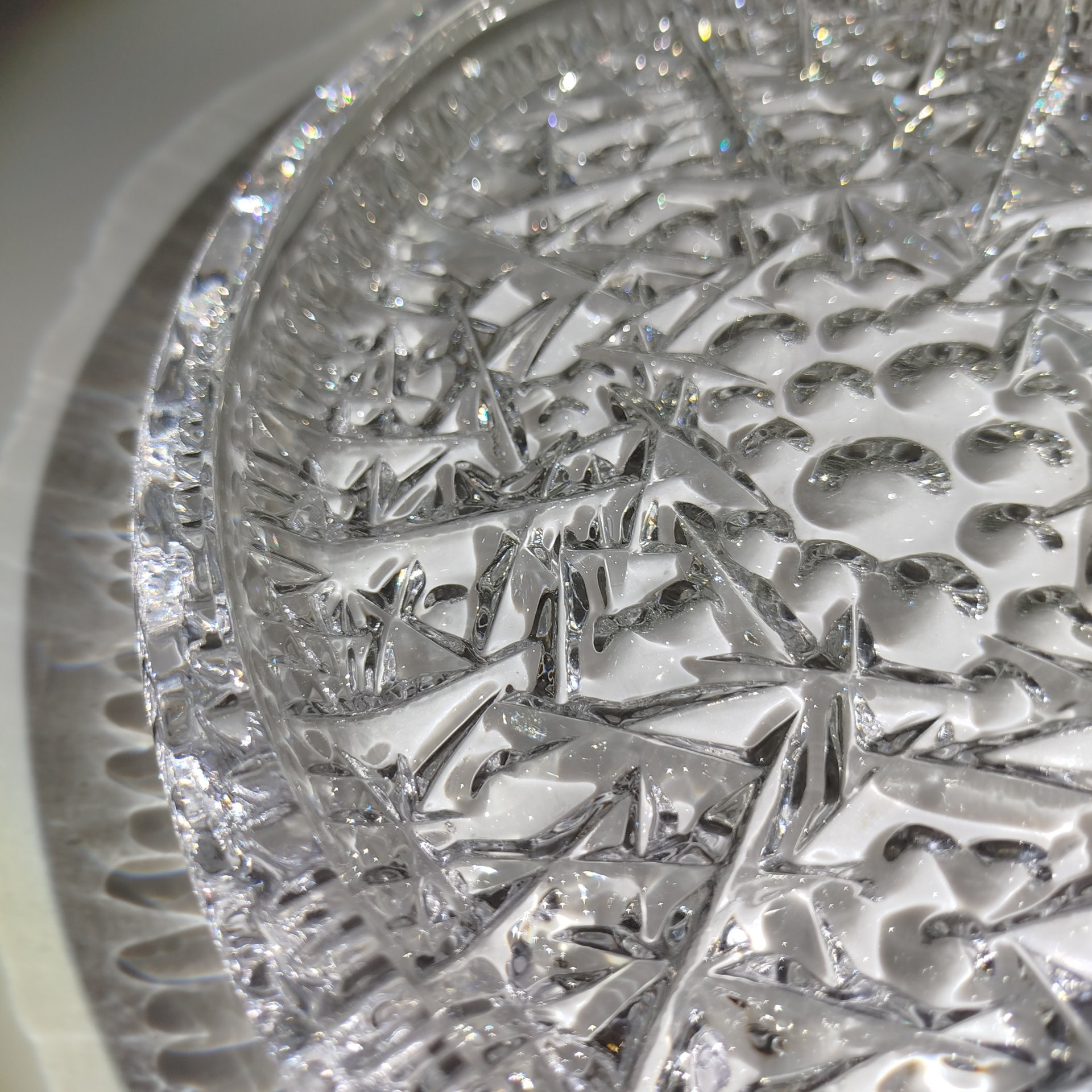 Блюдо сервировочное овальной формы "Космос", автор Л.Д. Смирнова, хрусталь, пресс, Ленинградский завод художественного стекла (ЛЗХС), СССР, 1960-1980 гг.