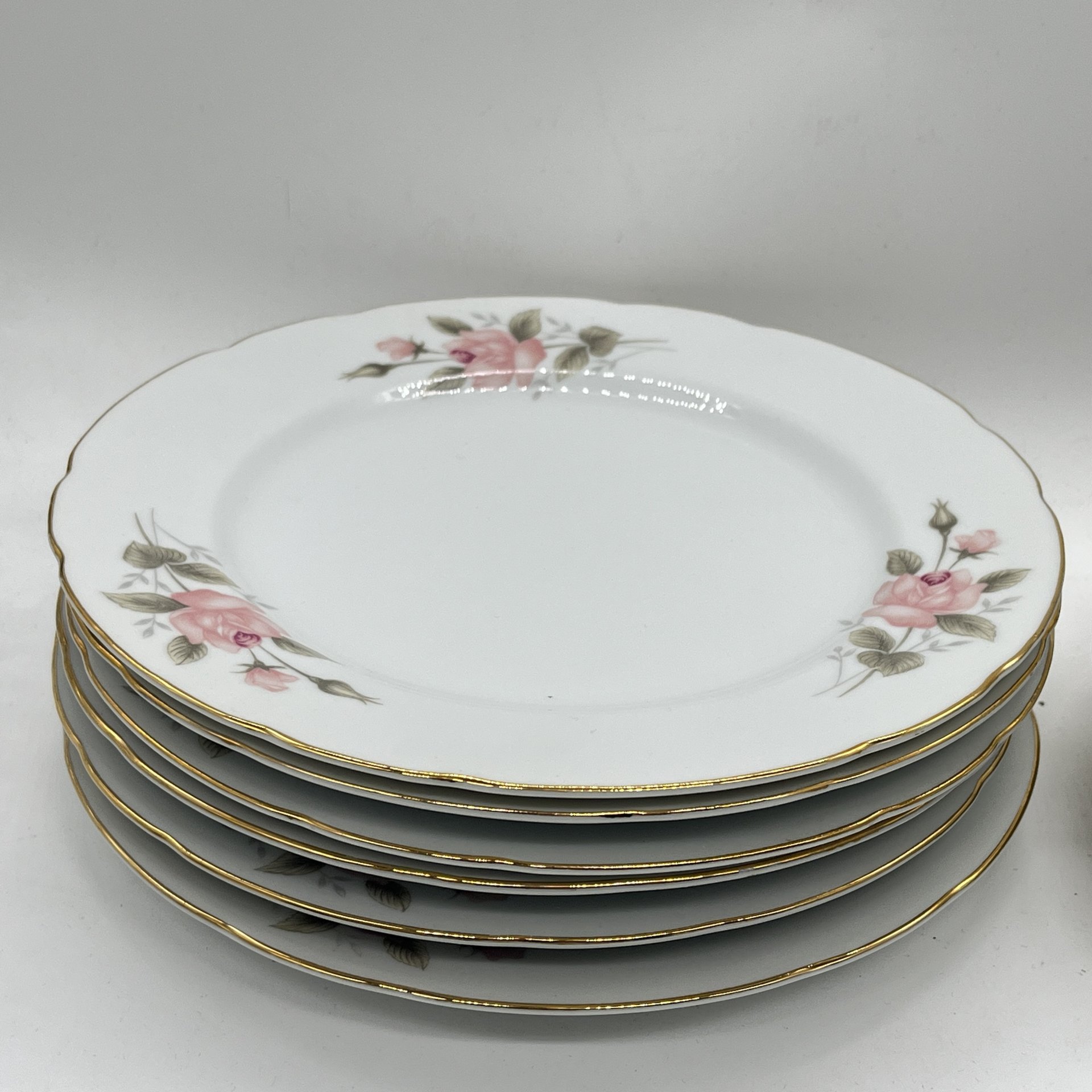 Набор из 6 обеденных тарелок "Роза", фарфор, деколь, золочение, Tono China, Япония, 1970-1990 гг.